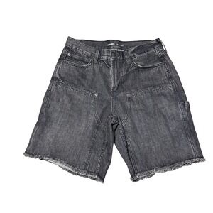 Old Navy Mens‎ Carpenter Shorts Black Denim Double Knee Workwear 32 10 Inseam